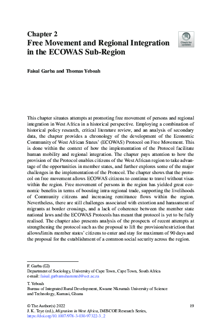 (PDF) Free Movement and Regional Integration in the ECOWAS Sub-Region