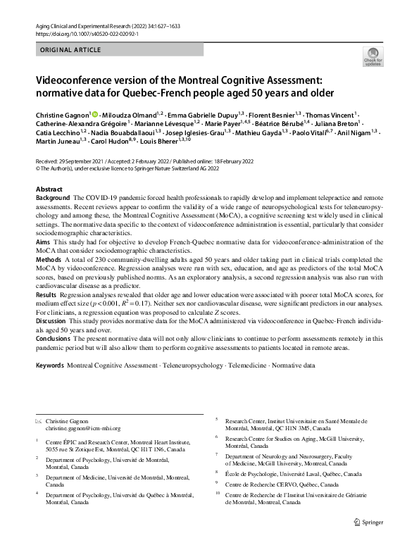 (PDF) Videoconference version of the Montreal Cognitive Assessment ...