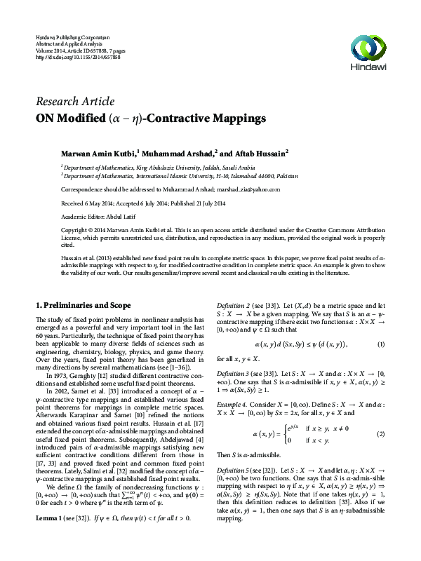 (PDF) ON Modified(α-η)-Contractive Mappings