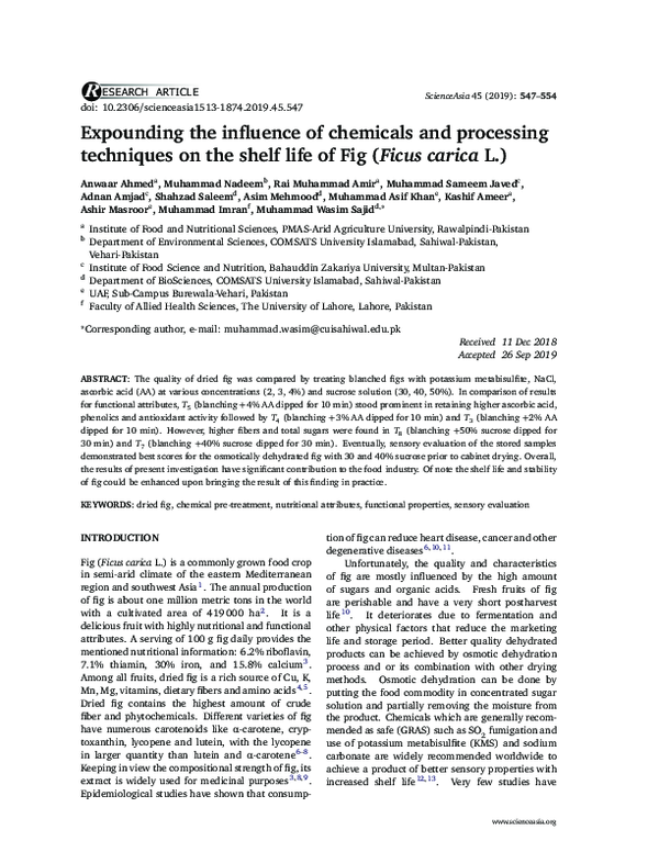 (PDF) Expounding the influence of chemicals and processing techniques ...