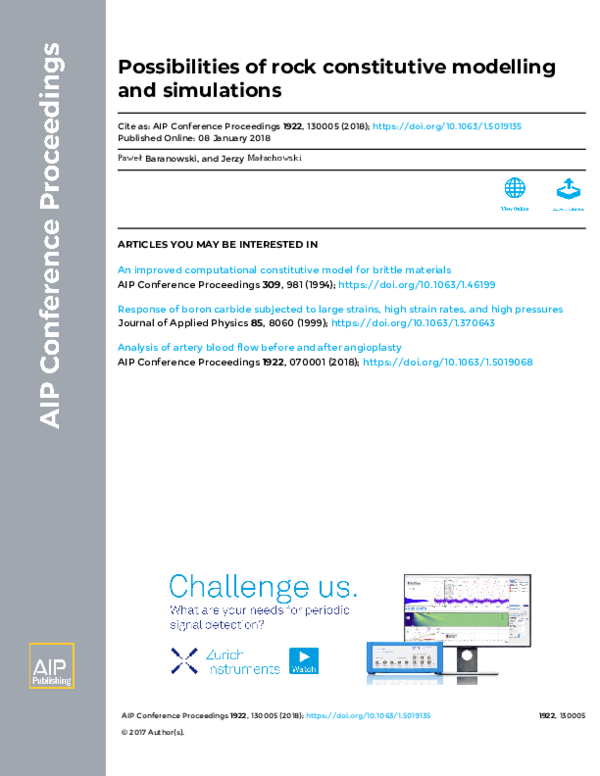 (PDF) Possibilities of rock constitutive modelling and simulations