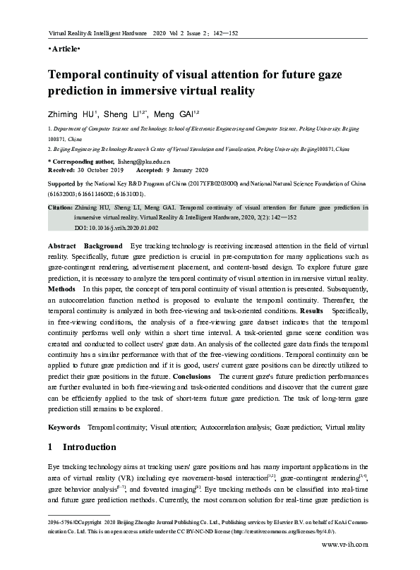 (PDF) Temporal continuity of visual attention for future gaze ...