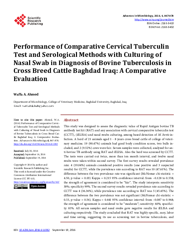 (PDF) Performance of Comparative Cervical Tuberculin Test and ...