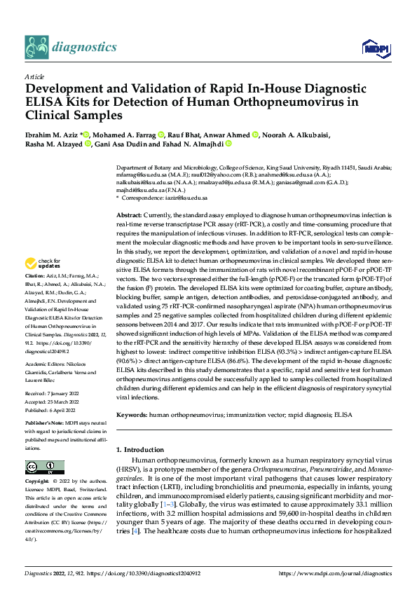 (PDF) Development and Validation of Rapid In-House Diagnostic ELISA ...