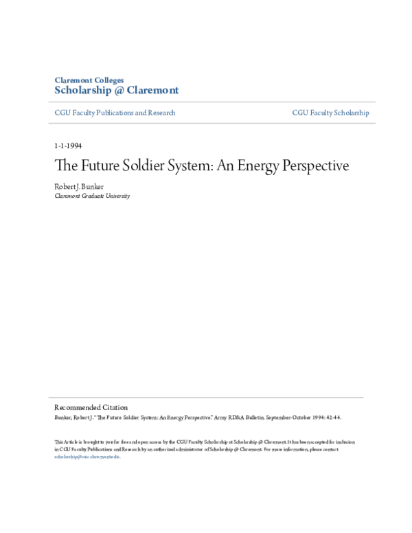 (PDF) The Future Soldier System: An Energy Perspective