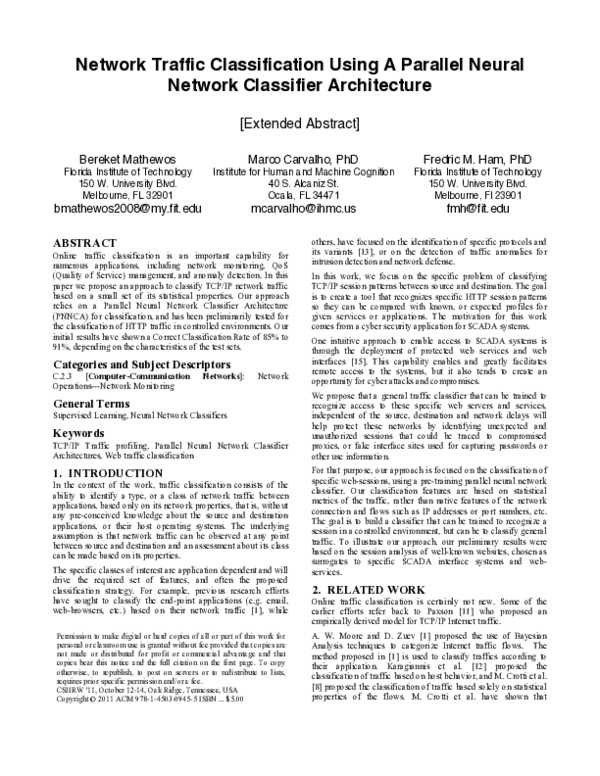 (PDF) Network traffic classification using a parallel neural network ...