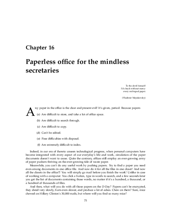 (PDF) Paperless office for the mindless secretaries