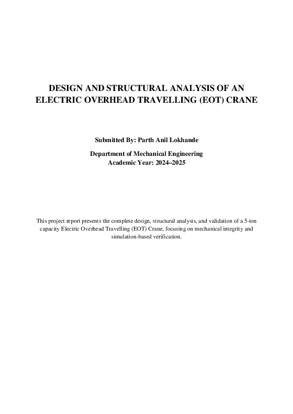 (PDF) DESIGN AND STRUCTURAL ANALYSIS OF AN ELECTRIC OVERHEAD TRAVELLING ...