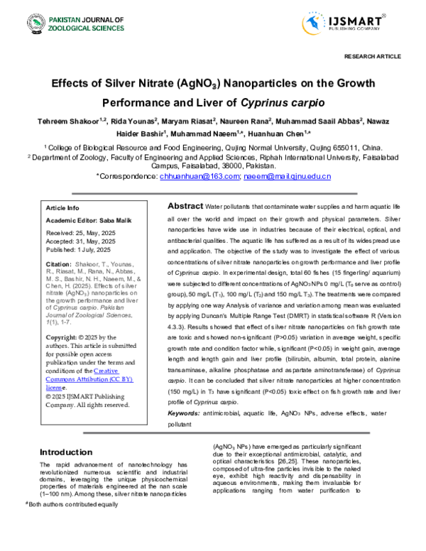 (PDF) Effects of Silver Nitrate (AgNO₃) Nanoparticles on the Growth ...