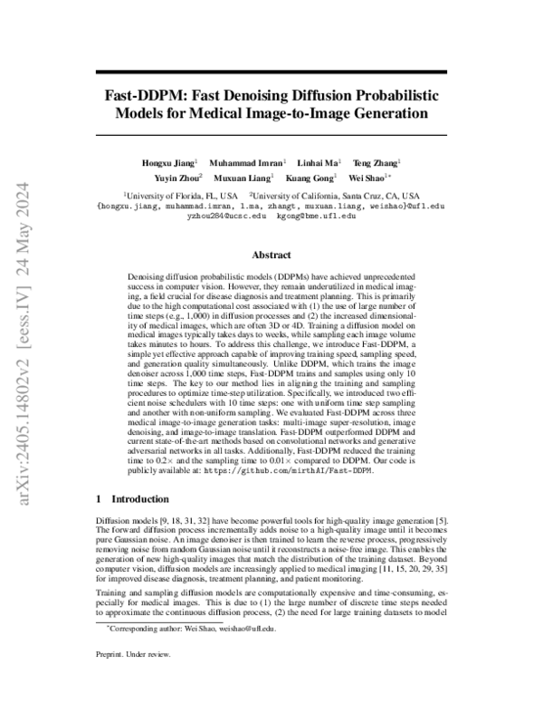 (PDF) Fast Denoising Diffusion Probabilistic Models for Medical Image ...