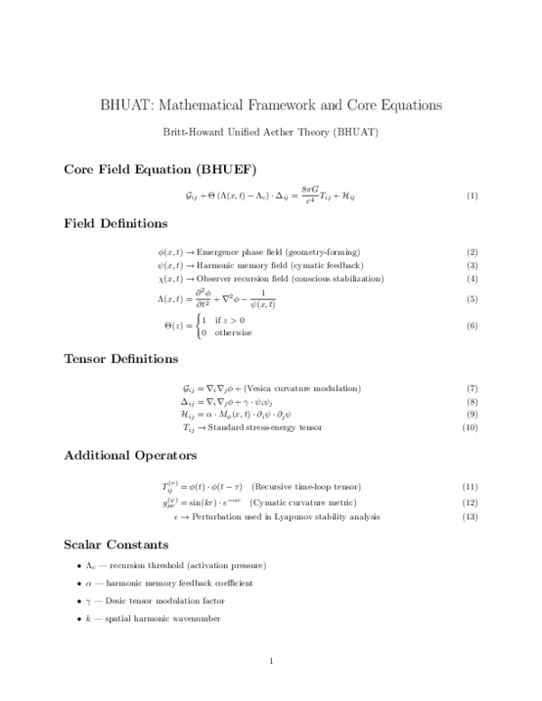 (PDF) BHUAT: Mathematical Framework and Core Equations
