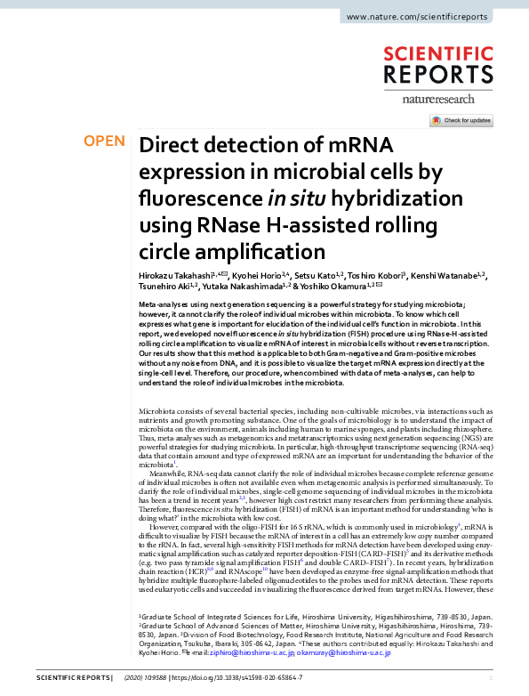 (PDF) Direct detection of mRNA expression in microbial cells by ...