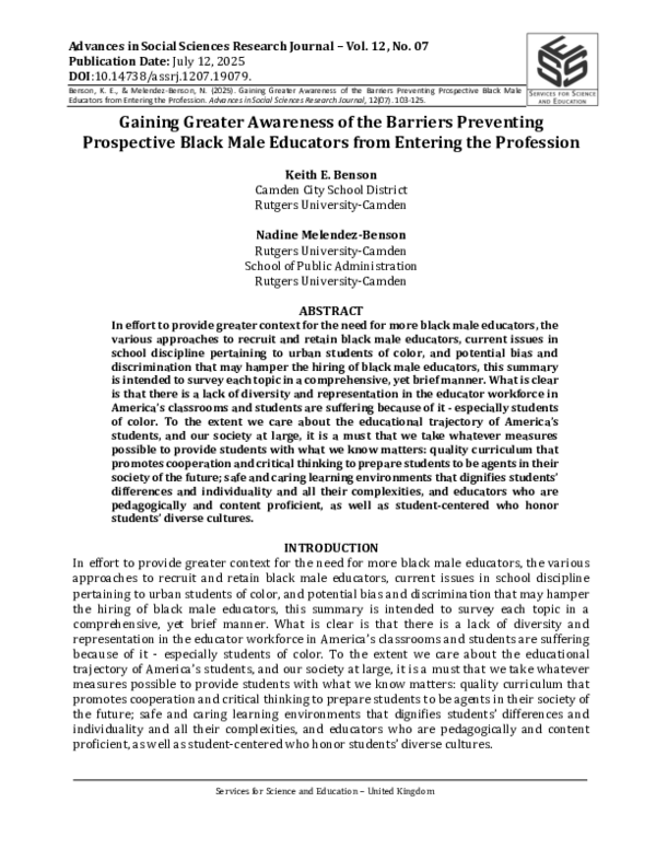 (PDF) Gaining Greater Awareness of the Barriers Preventing Prospective ...