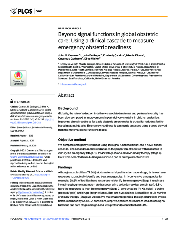(PDF) Beyond signal functions in global obstetric care: Using a ...