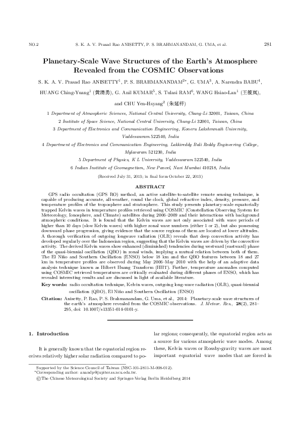 (PDF) Planetary-scale wave structures of the earth’s atmosphere ...