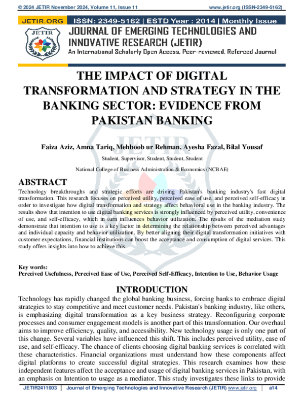 (PDF) THE IMPACT OF DIGITAL TRANSFORMATION AND STRATEGY IN THE BANKING ...