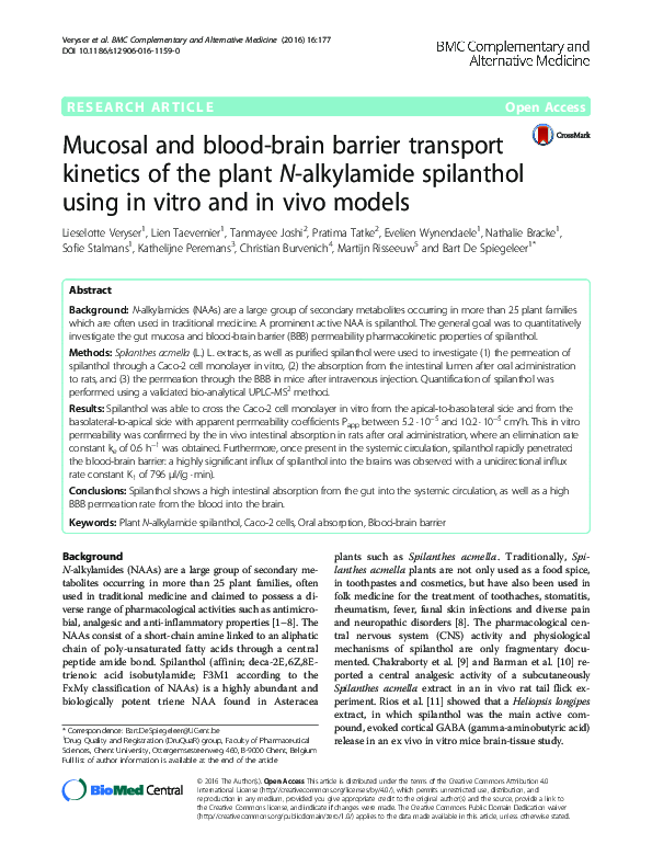 (PDF) Mucosal and blood-brain barrier transport kinetics of the plant N ...