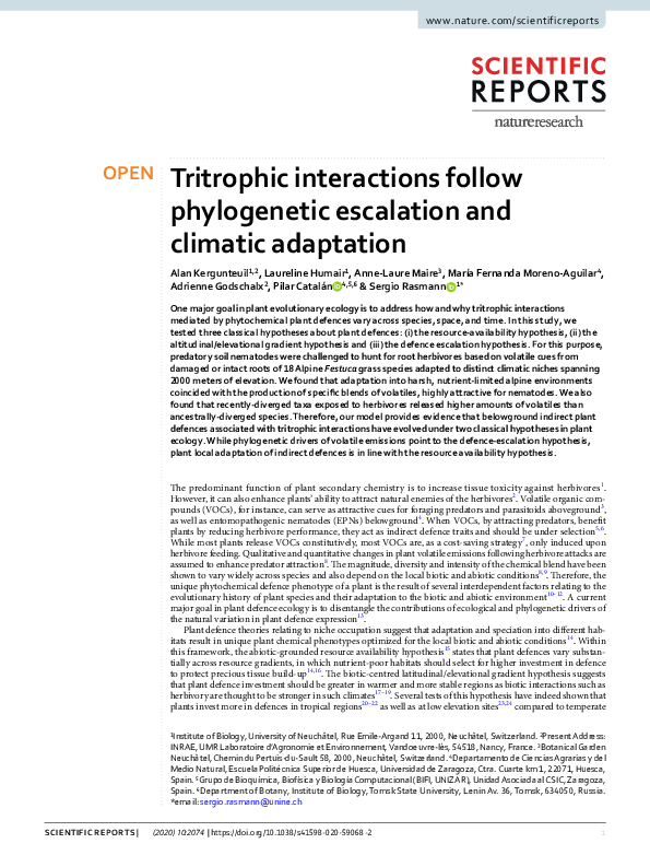 (PDF) Tritrophic interactions follow phylogenetic escalation and ...