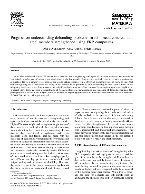 (PDF) Progress on understanding debonding problems in reinforced ...
