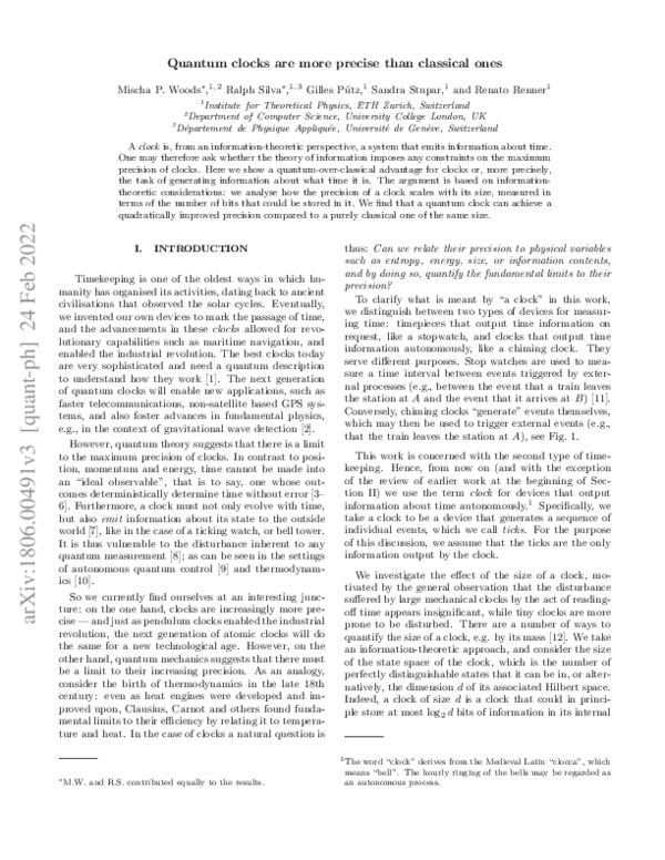 (PDF) Quantum clocks are more accurate than classical ones