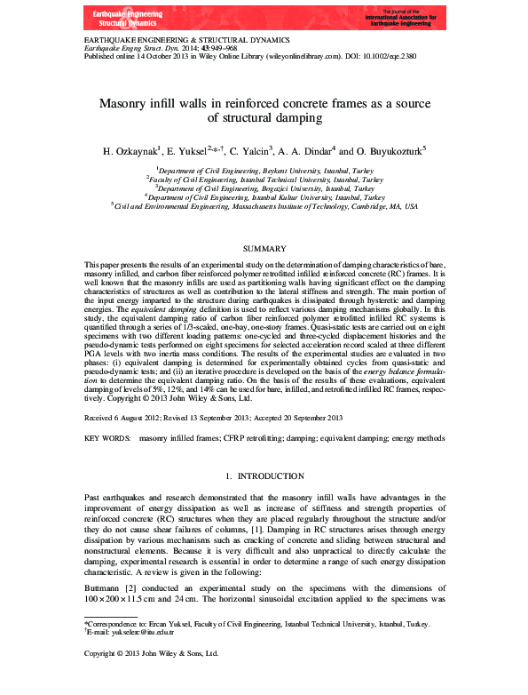 (PDF) Masonry infill walls in reinforced concrete frames as a source of ...