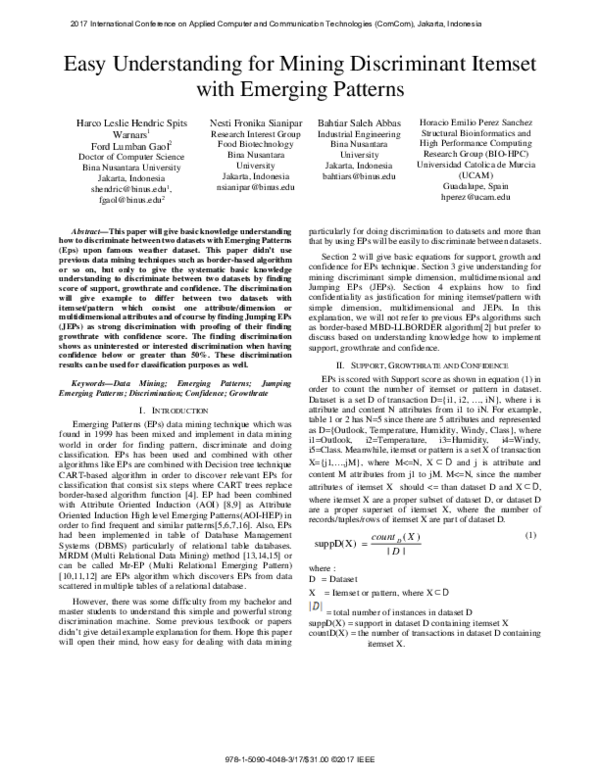 (PDF) Easy understanding for mining discriminant itemset with emerging ...