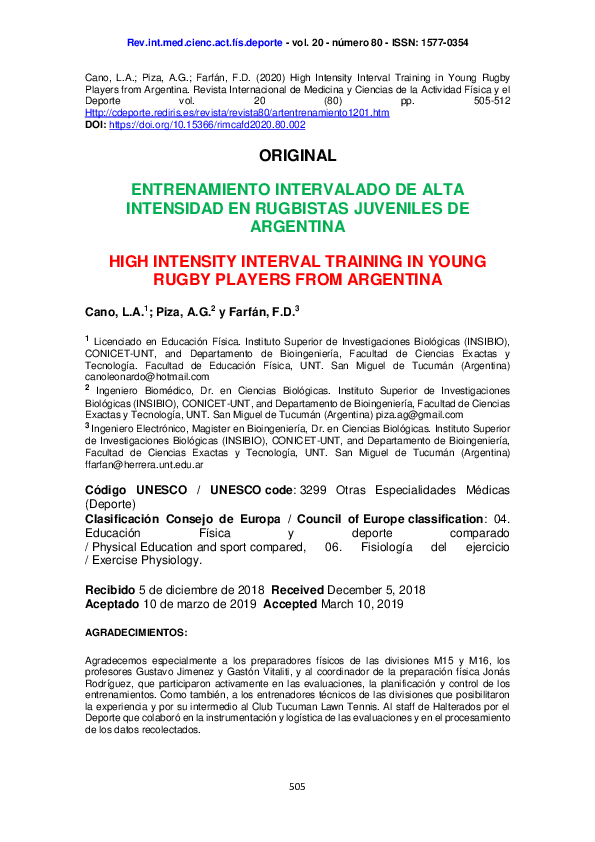 (PDF) High intensity interval training in young rugby players from ...