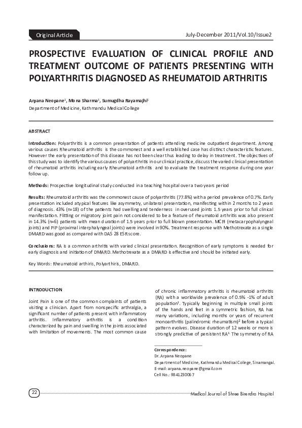 (PDF) Prospective evaluation of clinical profile and treatment outcome ...