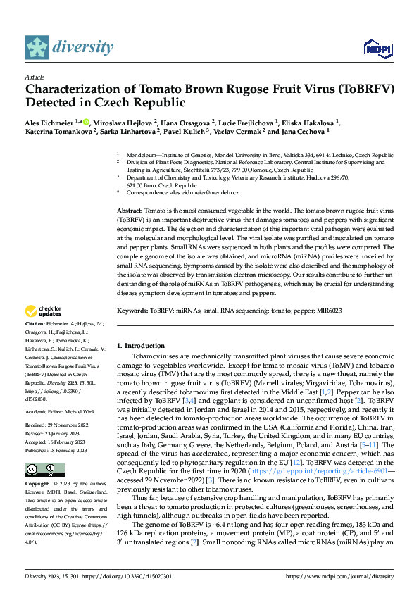 (PDF) Characterization of Tomato Brown Rugose Fruit Virus (ToBRFV ...