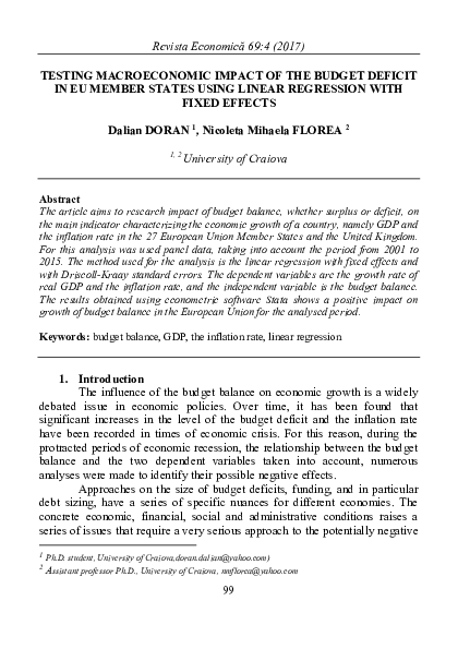 (PDF) Testing Macroeconomic Impact Of The Budget Deficit In Eu Member ...