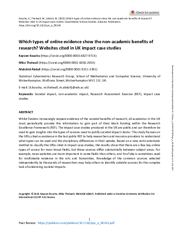 (PDF) Which types of online evidence show the nonacademic benefits of ...