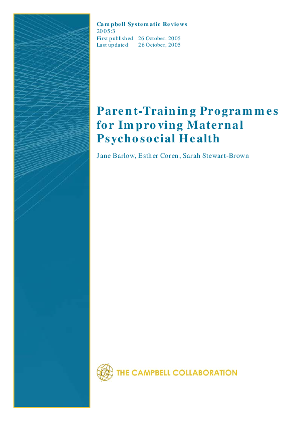 (PDF) Parent-training programmes for improving maternal psychosocial health