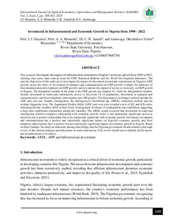 (PDF) Investment in Infrastructural and Economic Growth in Nigeria from ...