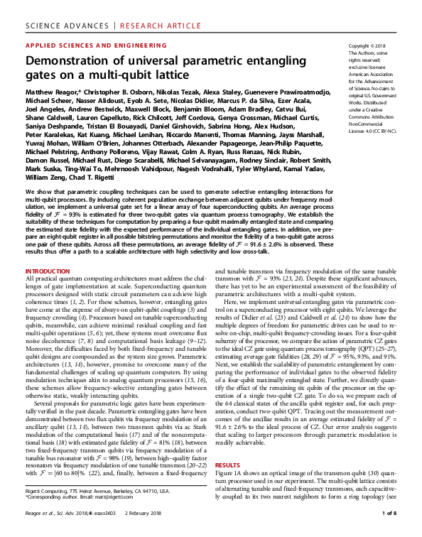 (PDF) Demonstration of universal parametric entangling gates on a multi ...