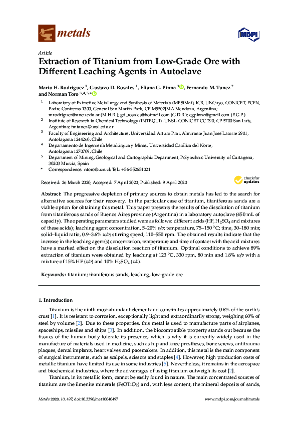 (PDF) Extraction of Titanium from Low-Grade Ore with Different Leaching ...
