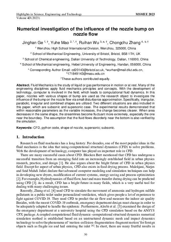 (PDF) Numerical investigation of the influence of the nozzle bump on ...