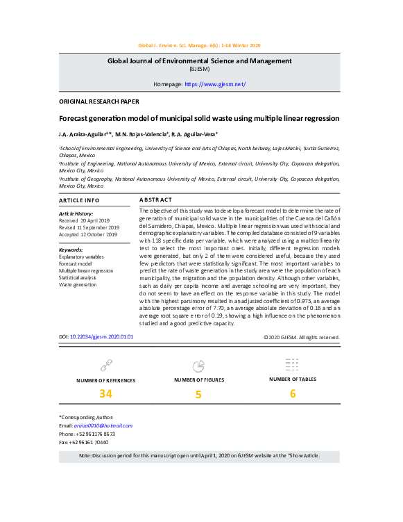 (PDF) Forecast generation model of municipal solid waste using multiple ...