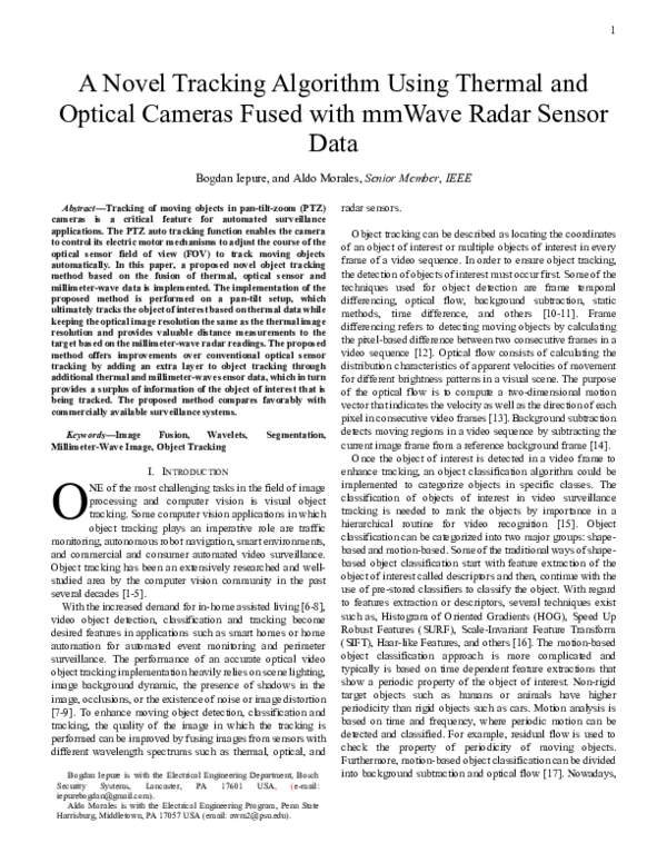 (PDF) A Novel Tracking Algorithm Using Thermal and Optical Cameras ...