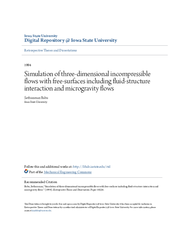 (PDF) Simulation of three-dimensional incompressible flows with free ...