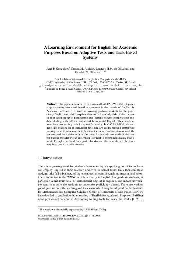 (PDF) A Learning Environment for English for Academic Purposes Based on ...