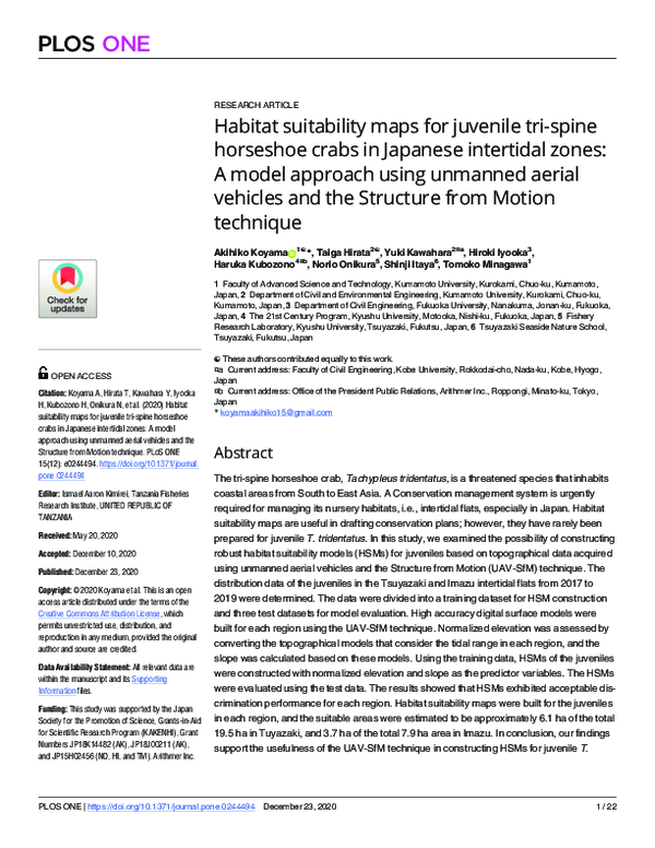 (PDF) Habitat suitability maps for juvenile tri-spine horseshoe crabs ...
