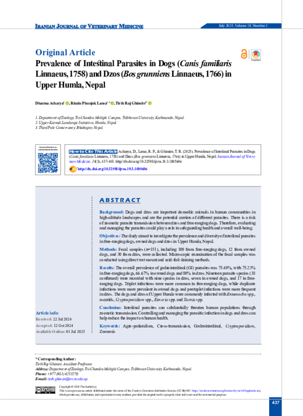 (PDF) Prevalence of Intestinal Parasites in Dogs (Canis familiaris ...