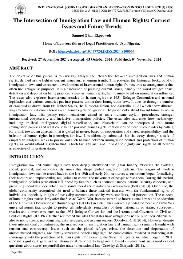 (PDF) The Intersection of Immigration Law and Human Rights: Current ...