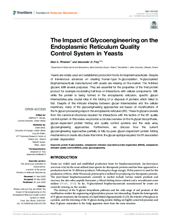 (PDF) The Impact of Glycoengineering on the Endoplasmic Reticulum ...