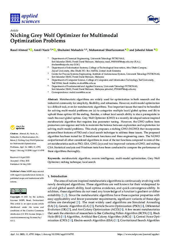 (PDF) Niching Grey Wolf Optimizer for Multimodal Optimization Problems
