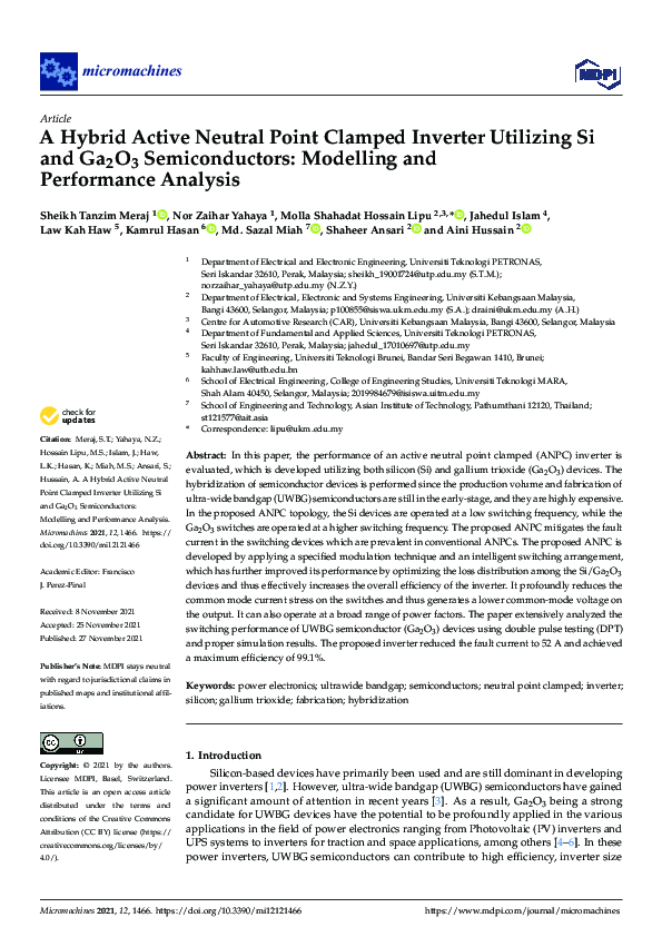 (PDF) A Hybrid Active Neutral Point Clamped Inverter Utilizing Si and ...