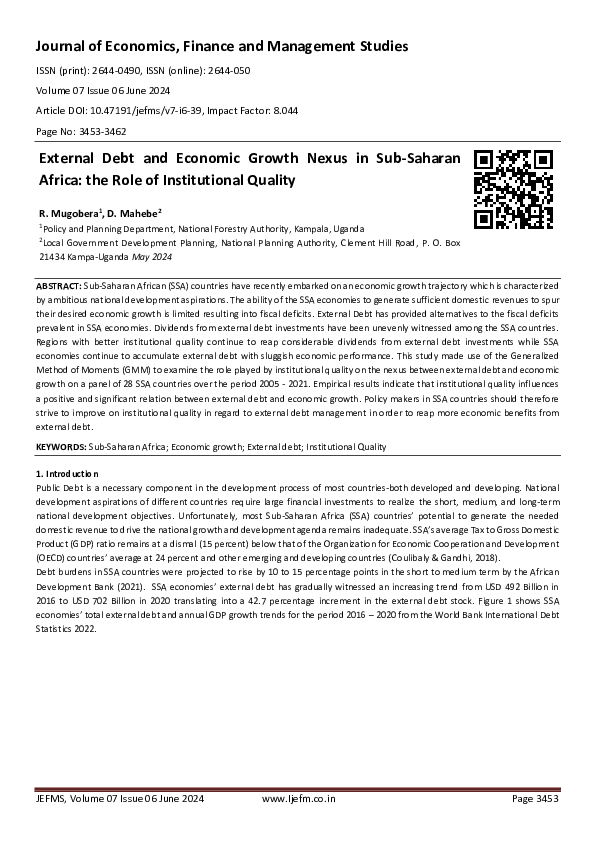 (PDF) External Debt and Economic Growth Nexus in Sub-Saharan Africa ...