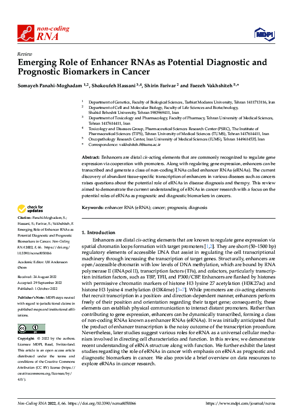 (PDF) Emerging Role of Enhancer RNAs as Potential Diagnostic and ...