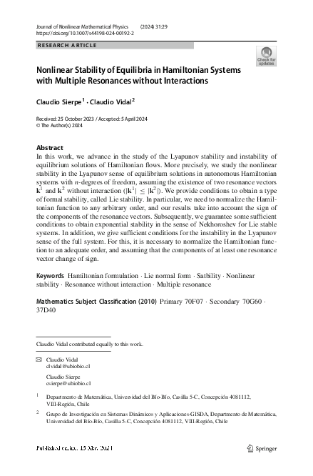 (PDF) Nonlinear Stability of Equilibria in Hamiltonian Systems with ...
