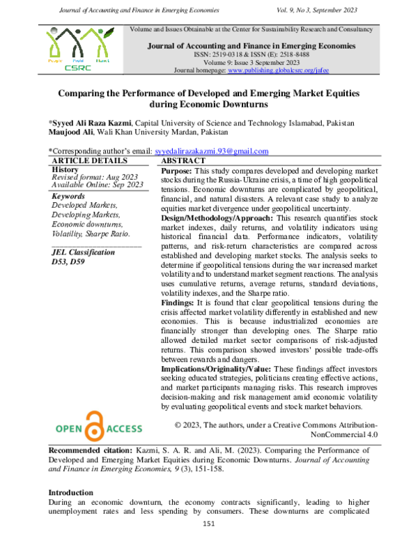 (PDF) Comparing the Performance of Developed and Emerging Market ...